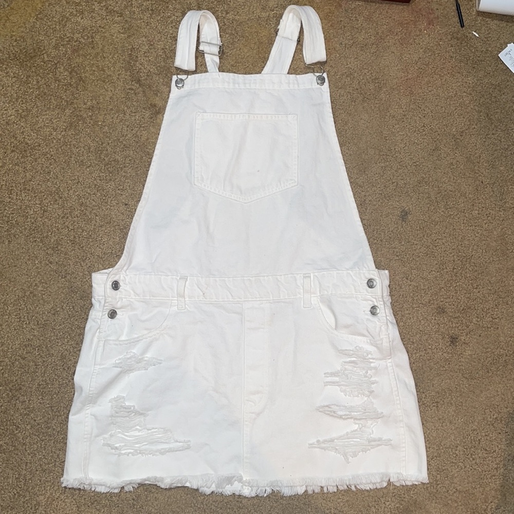 American Eagle White Overall Dress